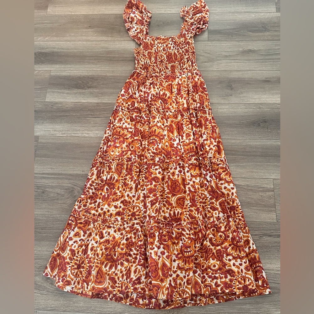 NWT! House of Harlow 1960 Floral Flutter Sleeve Smocked Tiered Maxi Dress Small - Picture 2 of 10